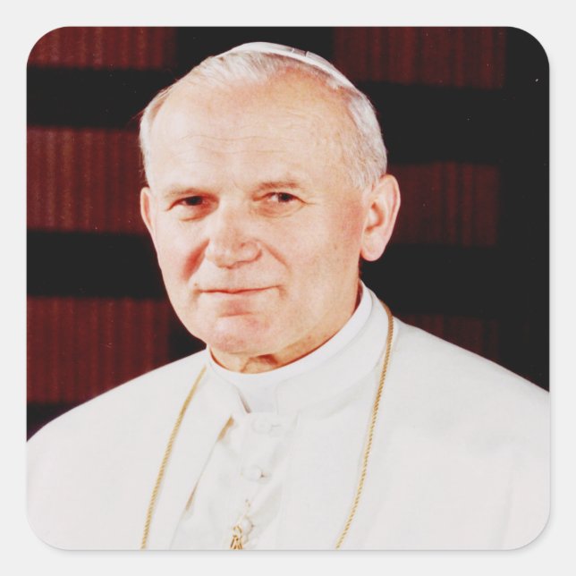 Papst Johannes Paul II Quadratischer Aufkleber (Vorderseite)