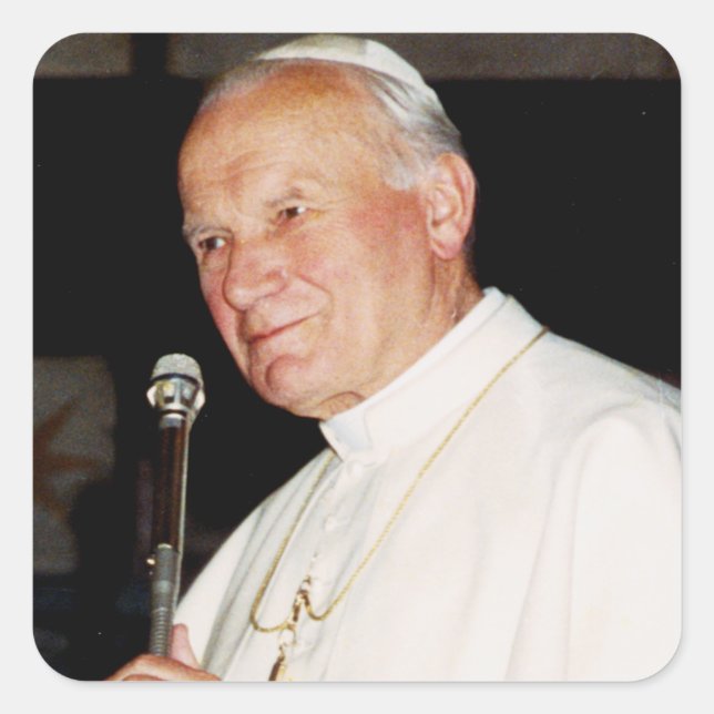 Papst Johannes Paul II Quadratischer Aufkleber (Vorderseite)