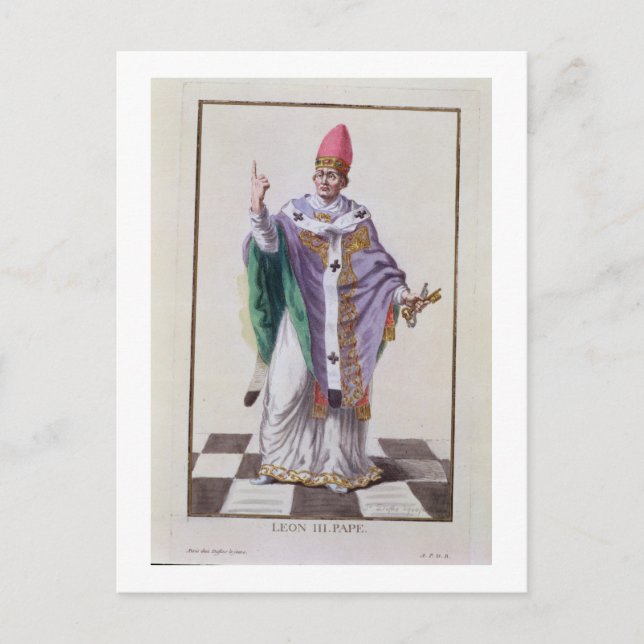 Papst Leo III (795-816) von "Receuil des Estampes" Postkarte (Vorderseite)