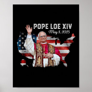 Papst Leo Xiv 8. Mai 2025 - Amerikanische Flagge Poster