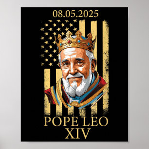Papst Leo Xiv, Amerikanische Flagge 2025 Vatikan L Poster