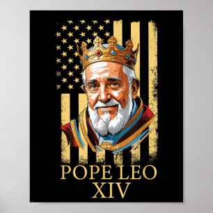 Papst Leo Xiv, Amerikanische Flagge 2025 Vatikan L Poster