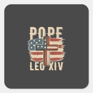 Papst Leo XIV Christliche Kirche Da Papst USA-Flag Quadratischer Aufkleber