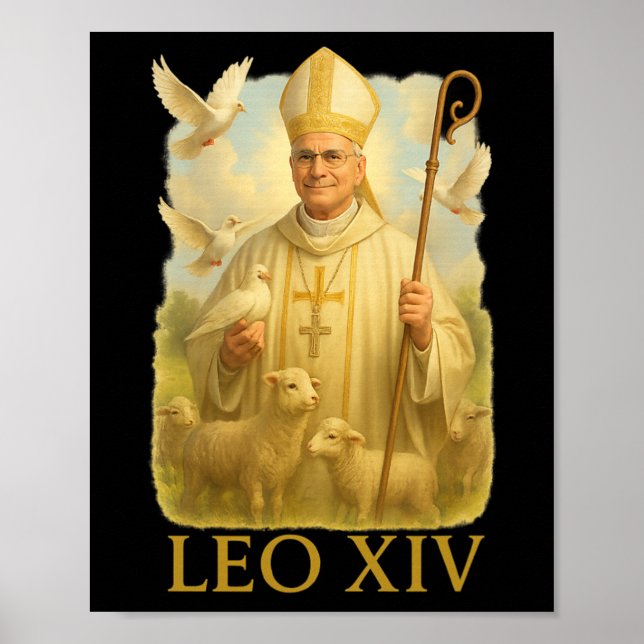 Papst Leo Xiv Doves - Christlich katholischer Glau Poster (Vorne)