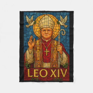 Papst Leo Xiv - Göttliche Mosaik Art Christlich Ca Fleecedecke