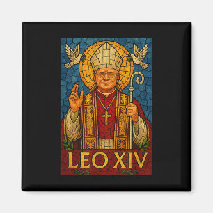 Papst Leo Xiv - Göttliche Mosaik Art Christlich Ca Magnet
