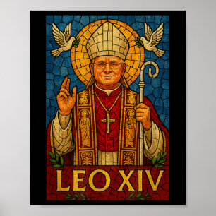 Papst Leo Xiv - Göttliche Mosaik Art Christlich Ca Poster