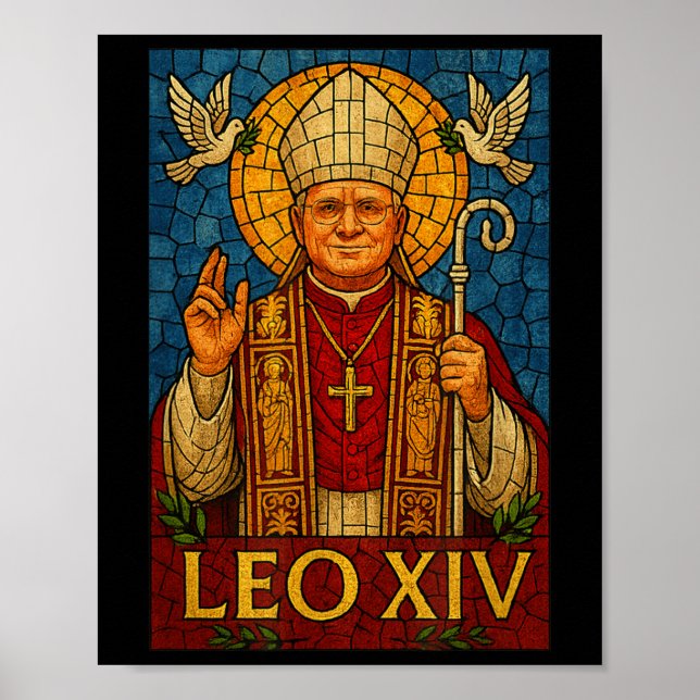 Papst Leo Xiv - Göttliche Mosaik Art Christlich Ca Poster (Vorne)