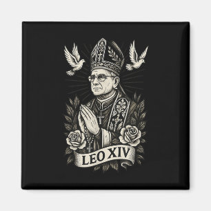 Papst Leo Xiv - Katholische Tattoo Style Christlic Magnet