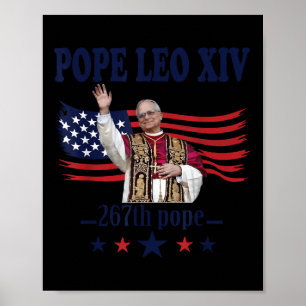 Papst Leo Xiv USA-Flagge 267. Papst Leo Xiv Lustig Poster