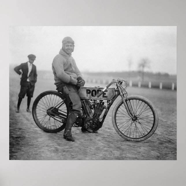 Papst Motorrad Racer, 1915. Vintages Foto Poster (Vorne)