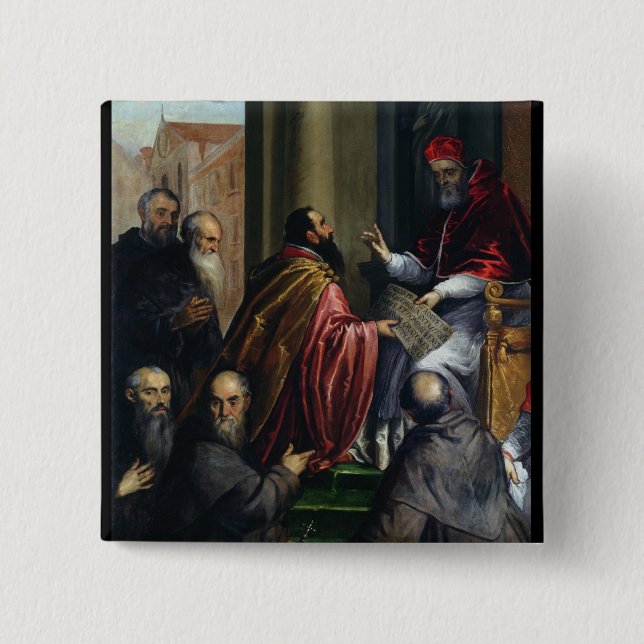 Papst Paul IV ein Statut überreichend Button (Vorderseite)