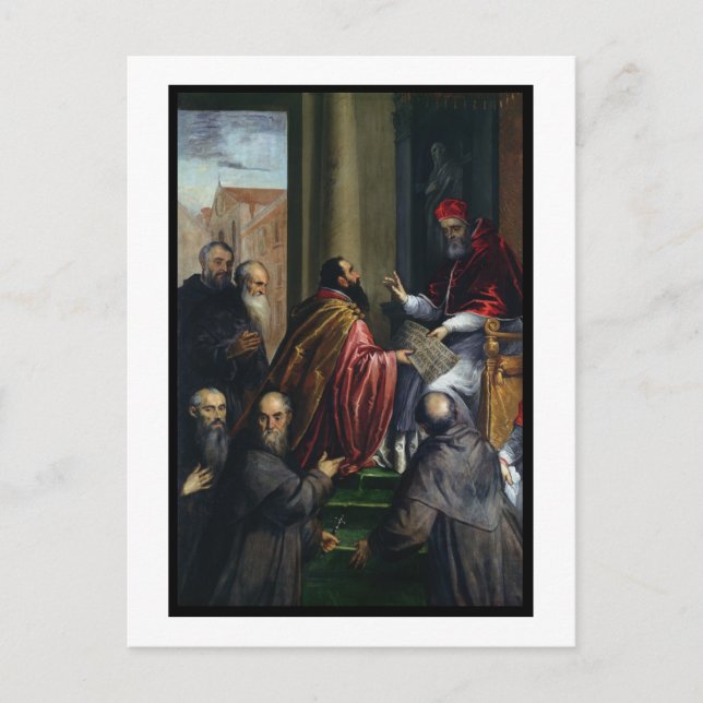 Papst Paul IV Übergabe eines Statuts Postkarte (Vorderseite)