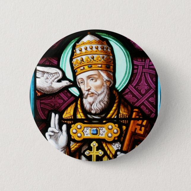 Papst Saint Gregory das große - Buntglas Button (Vorderseite)