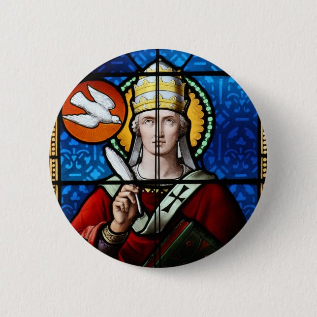 Papst Saint Gregory das große - Buntglas Button (Vorderseite)