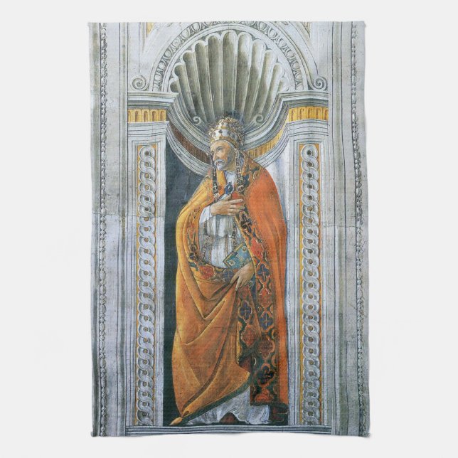 Papst Saint Sixtus II von Sandro Botticelli Geschirrtuch (Vertikal)
