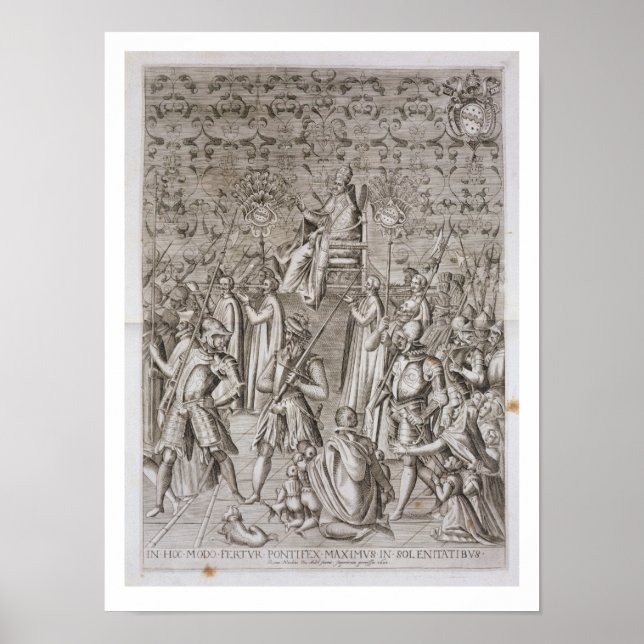 Papst Sixtus V (1521-90) wird zur Zeremonie gebrac Poster (Vorne)