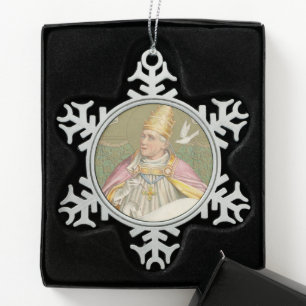 Papst St. Gregor der Große (M 067) Schneeflocken Zinn-Ornament