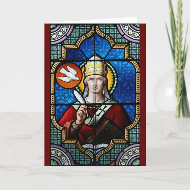 Papst St. Gregory, der große, festgehaltene Glass Karte (Vorderseite)