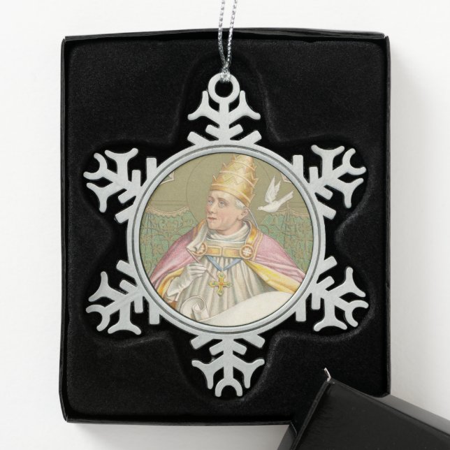 Papst St. Gregory der Große (M 067) Schneeflocken Zinn-Ornament (Box)