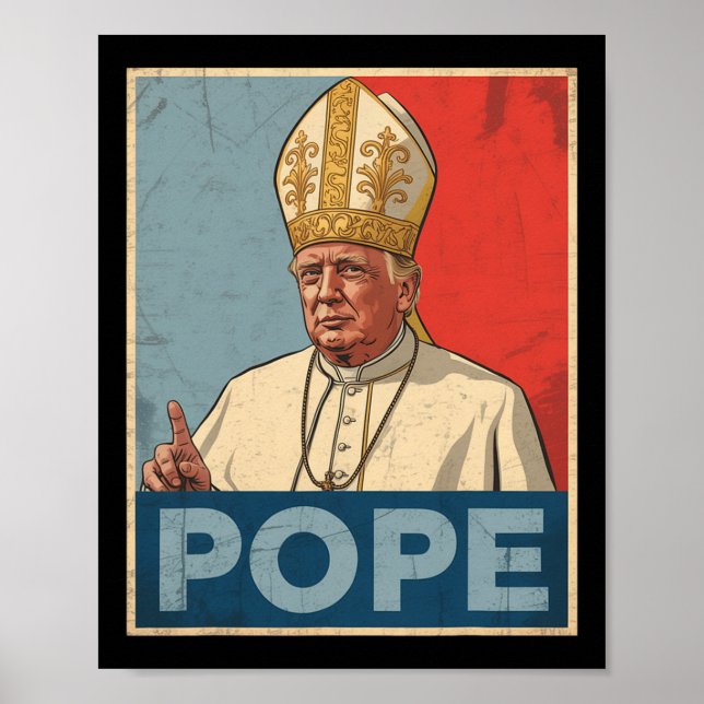 Papst Trump Funny Trump Vatican Christlich Retro C Poster (Vorne)
