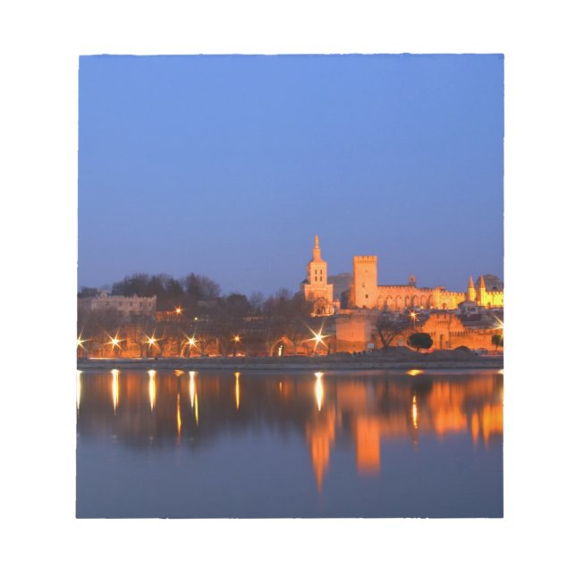 Papstpalast in Avignon und Rhone am Notizblock (Vorderseite)