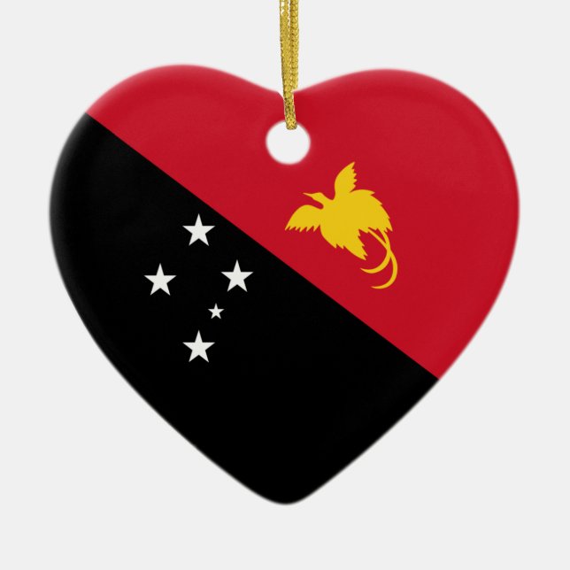 Papua-Neu-Guinea Flaggen-Herz Keramikornament (Vorne)