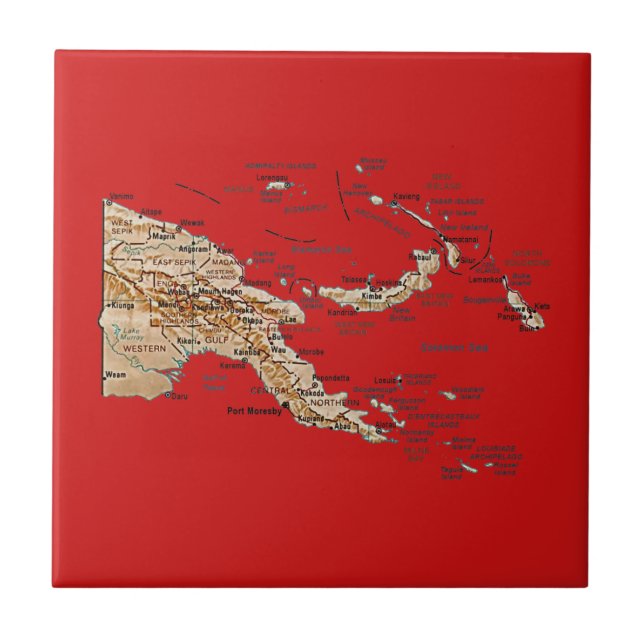 Papua-Neu-Guinea Karten-Fliese Fliese (Vorderseite)