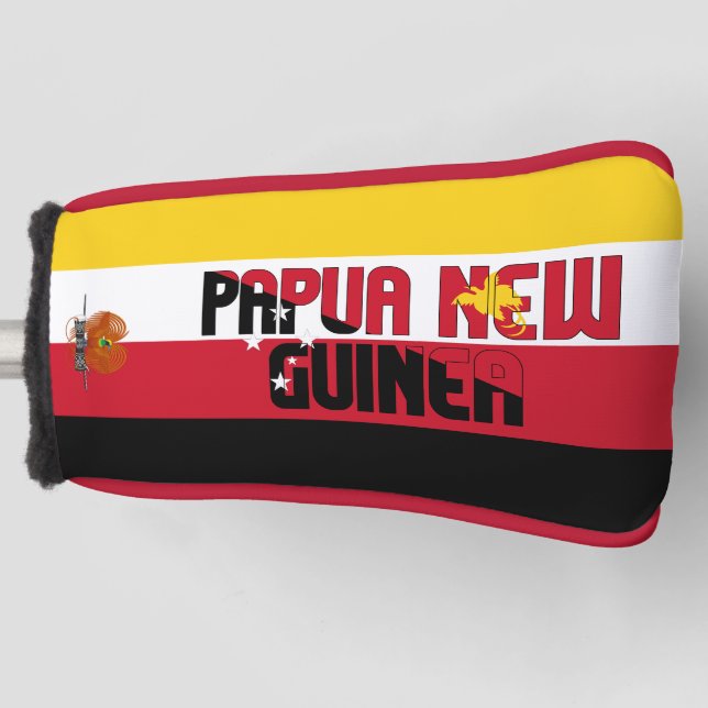 Papua Neue Guinea Flag Wunderschöner Patriotischer Golf Headcover (Vorderseite)