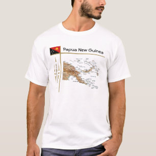 Papua Neue Guinea Karte + Flag + Titel T - Shirt