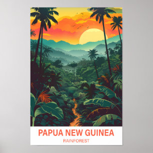 Papua Neue Guinea Regenwald Illustration Travel Poster