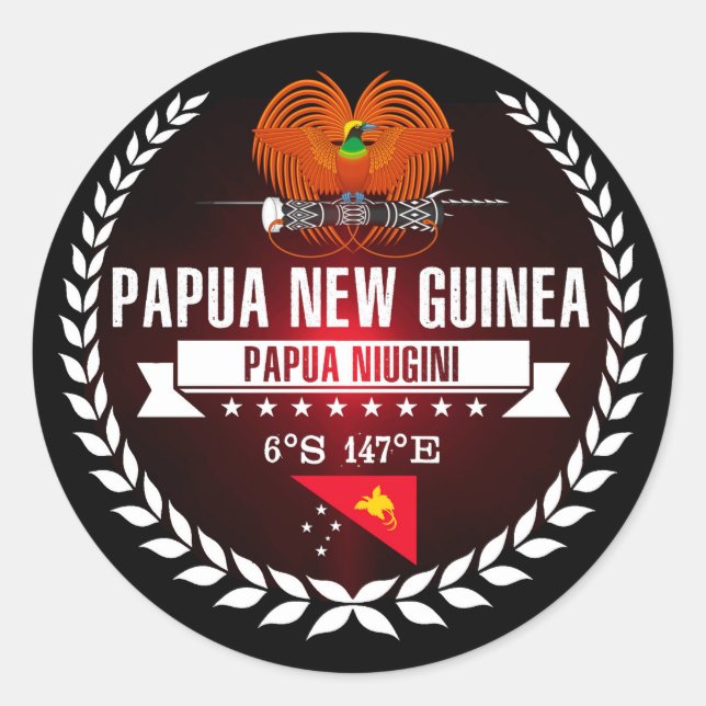 Papua Neue Guinea Runder Aufkleber (Vorderseite)