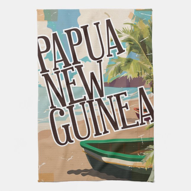 Papua Neue Guinea Vintage Reise Poster Kunst. Handtuch (Vertikal)