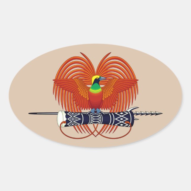 Papua-Neuer Nationalemblem der Guinea Ovaler Aufkleber (Vorderseite)