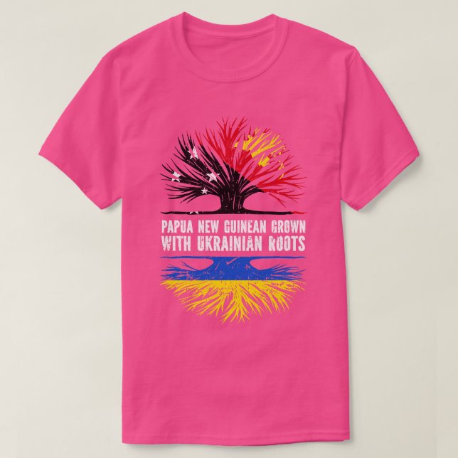 Papua-Neuguinea-Anbau mit ukrainischer Roots-Flagg T-Shirt (Design vorne)