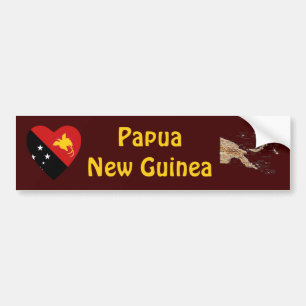 Papua-Neuguinea-Flagge Herz + Karte Aufkleber Autoaufkleber