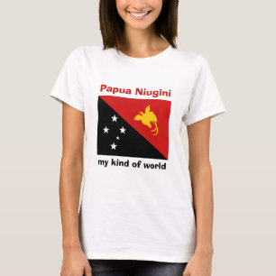 Papua-Neuguinea-Flagge + Karte + Text T-Shirt
