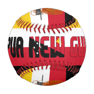 Papua-Neuguinea-Flagge und Wappen Patriotisch Baseball