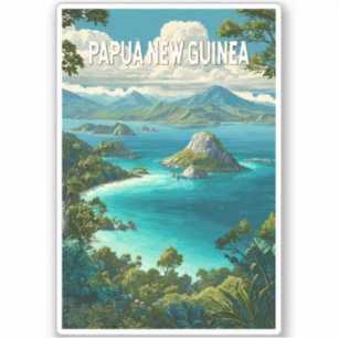 Papua-Neuguinea-Illustration Reise Kunst Vintage Aufkleber