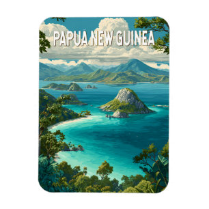 Papua-Neuguinea-Illustration Reise Kunst Vintage Magnet