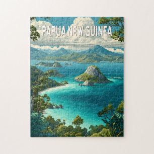 Papua-Neuguinea-Illustration Reise Kunst Vintage Puzzle