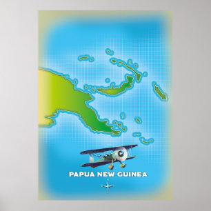 Papua-Neuguinea-Karte. Poster