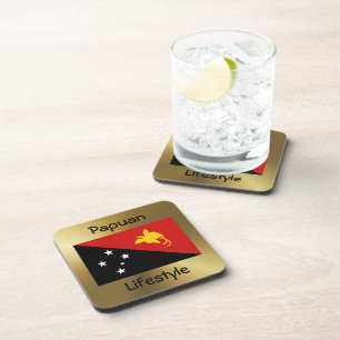 Papua New Guinea Flag+Text Coaster Untersetzer