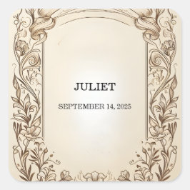 Papyrus Vintag Vellum Overlay Brautparty Quadratischer Aufkleber