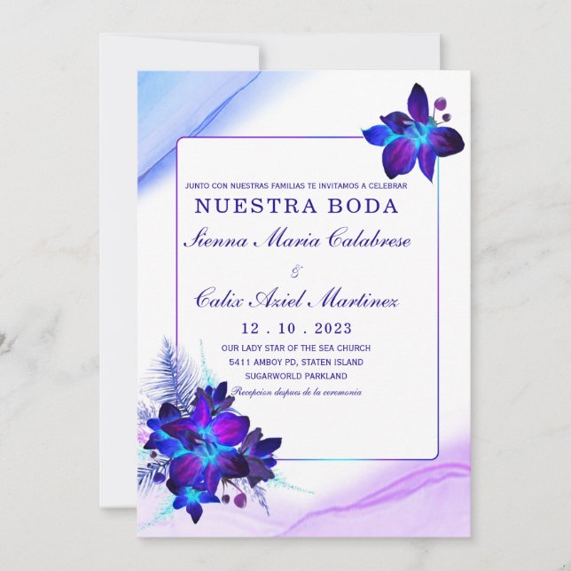 Paquete de boda Orquídea azul Einladung (Vorderseite)