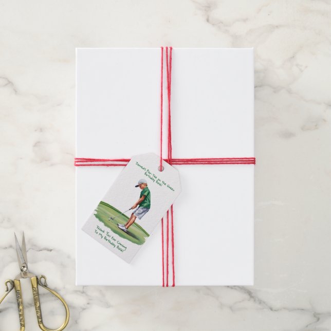 Par-T-Shirt auf dem Green Golf Birthday Bash Geschenkanhänger (Mit Garn)