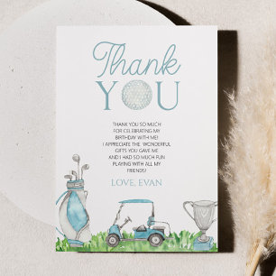 Par-T-Shirt Blue Golf Geburtstagsparty Dankeskarte