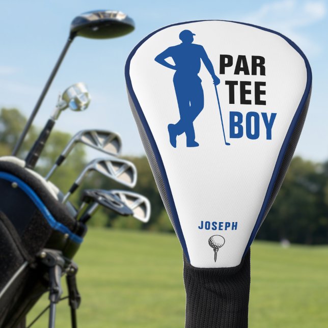 Par T-Shirt Boy Blue & White Golf Headcover (Par Tee Boy Blue & White Golf Head Cover
)