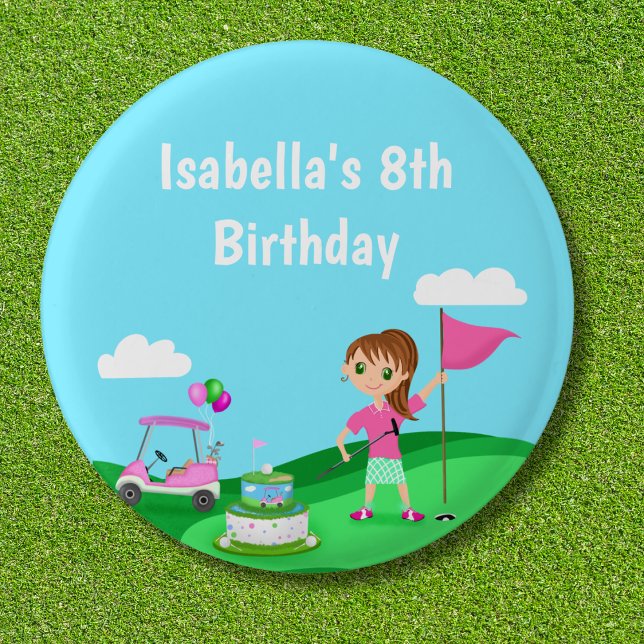 Par-T-Shirt Chibi Girl Birthday Golf Party Button (Von Creator hochgeladen)