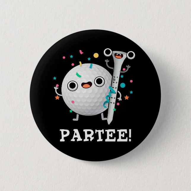 Par-T-Shirt Funny Golf Pun Dark BG Button (Vorderseite)
